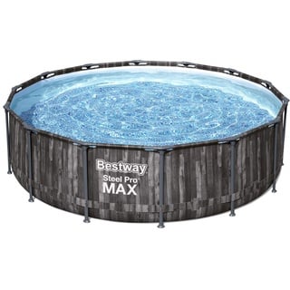 BESTWAY Steel Pro Max Frame Pool Set 427 x 107 cm holzoptik inkl. Filterpumpe