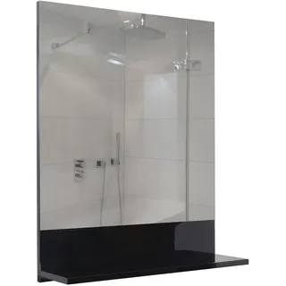 MCW Wandspiegel MIT Ablage Schwarz , Holz , 60x75x17 cm , Badezimmer, Badezimmerspiegel, Badspiegel