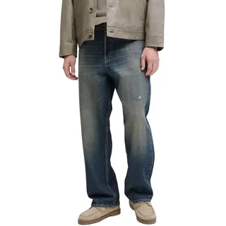 JACK & JONES Herren Jeans JJIALEX JJORIGINAL Baggy Fit 12278242 Blau Hoher Bund Knopfleiste W 32 L 34