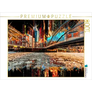 Calvendo Puzzle Hamburg, Stadtpanorama bei der Niederbaumbrücke 1000 Teile Lege-Größe 64x48cm Foto-Puzzle für glückliche Stunden