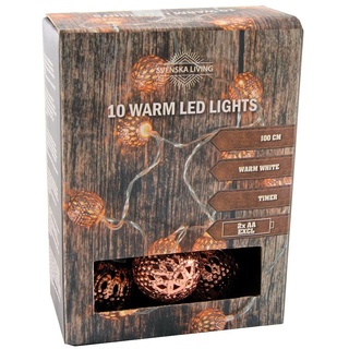 Spetebo LED Kugel Lichterkette - 100 cm - mit 10 LED Kupfer Kugeln warmweiß - Weihnachten Advent Tisch Fenster Deko Innen