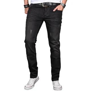 Alessandro Salvarini Slim-fit-Jeans »A. Salvarini Designer Herren Jeans Hose Basic Stretch Jeanshose Regular Slim«, schwarz