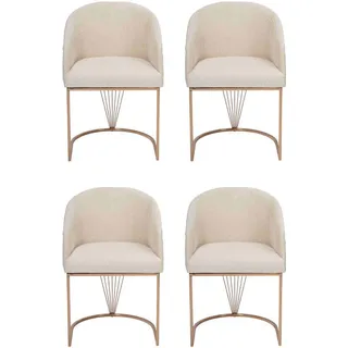 Garnitur Stühle 4x Stuhl Set Textil Polster Sitz Edelstahl JVmoebel - Weiß
