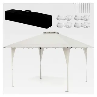 4x4 m Faltpavillon, Pop-up Pavillon mit Tragetasche und Doppeldach, wasserdichter und wetterfester Gartenpavillon mit UV-Schutz, höhenverstellbares Gartenzelt, Partyzelt für Gartenfeiern (grau) - Grau