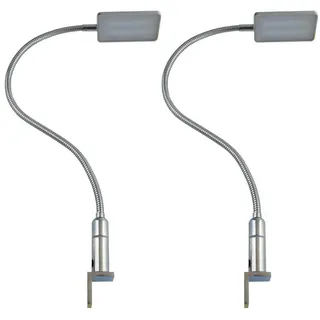 Kalb Material Für Möbel 4W LED Bettleuchte Leseleuchte Flexleuchte Nachttischlampe Bettlampe Leselampe, Auswahl:2er Set chrom