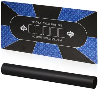 Relaxdays Pokermatte , Schwarz, Blau , Textil, Kunststoff, Wellpappe , Rechteckig , 120x0.2 cm , Spielzeug, Sonstiges Spielzeug