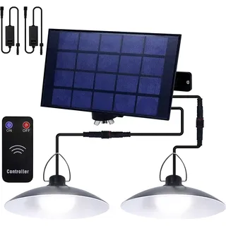 Außen Solarlampe Solarleuchte Pendelleuchte mit Fernbedienung IP65 LED Wasserdicht Hängelampe Garten mit 2 Lampen - Weiß