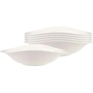 Villeroy & Boch - Vapiano Pastaschalen Set 6-Teilig Weiß, Spülmaschinenfest, Mikrowellensicher, Pastateller, Pastaschüssel, Teller Tief, Für Spaghetti, Nudeln oder Salat, Premium Porzellan