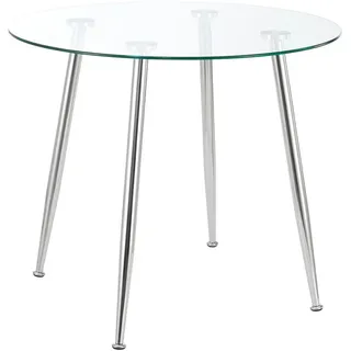 [en.casa] Glastisch Humppila 87 x 75 cm Chromfarben
