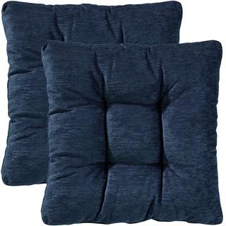 Traumnacht Stuhlkissen Cozy 2er Set, Bequeme Sitzkissen für Gartenstuhl, Küche oder Esszimmer, Indoor u. Outdoor, 40 x 40 x 6 cm, Dunkelblau