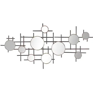 Beliani Wandspiegel schwarz/gold/kupfer 10-teilig 113/55 cm Ibos , Schwarz, Kupferfarben, Messingfarben , Metall , Freiform , 113x55x2 cm , Spiegel, Wandspiegel