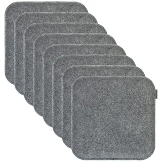Brandsseller 8er Set Sitzkissen aus Filz 35x35x2 cm – Robuste Stuhlauflagen für innen und außen, eckiges Sitzpolster, strapazierfähiges Kissen für Stühle - Dunkelgrau