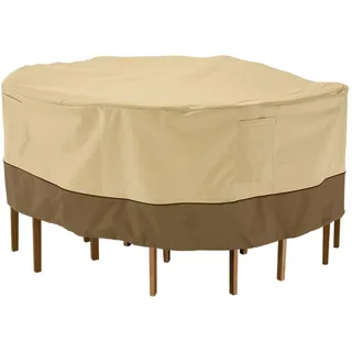 Classic Accessories Veranda Runde Gartentisch/Stuhl Schutzhülle M, Abdeckung Gartenmöbel, Reißfestes Material mit Belüftungsöffnungen, Schutz vor Wetterbedingungen, Cover Erdfarben (178 x 58 cm)