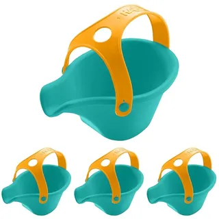 HABA Kleinkind-Gießkanne – Gießspielzeug für Garten, Sandkasten & Strand – Robust, handlich & langlebig, Kinder-Gießkanne in Türkis-Blau – 2013029002 (Packung mit 4)