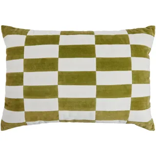 Butlers Kissen Checker Velvet , Grün , Textil , 60x40 cm , Heimtextilien, Wohntextilien, Kissen, Zierkissen