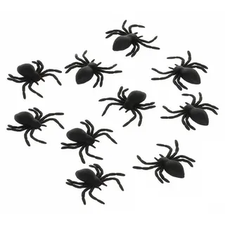 Ruhhy 26028 Dekorative Plastikspinnen HALLOWEEN – schwarz, 10 Stück