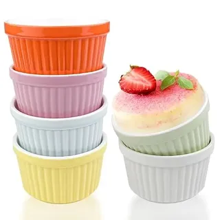 Comzantor 6 Stück Dessertschalen, Creme Brulee Schälchen, Souffle Förmchen