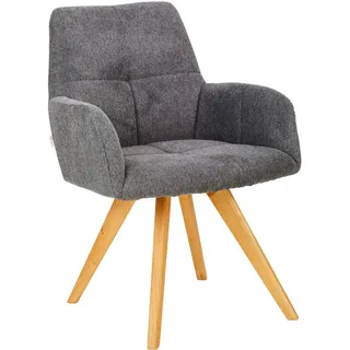 Linea Natura Armlehnstuhl , Anthrazit , Holz, Textil , Wildeiche , vollmassiv , Stativgestell , 62x87.5x68.5 cm , inklusive Armlehnen , Esszimmer, Stühle, Polsterstühle