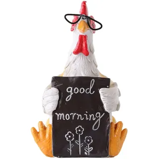 shockassist Hühnerfigur aus Kunstharz, Huhn Deko Garten, Sitzende Henne Statue, Hahn Gartenstatue, Animal Figurine, Huhn Deko, Hühnerdekoration für Zuhause, Büro, Schreibtisch, Bücherregal, Balkon
