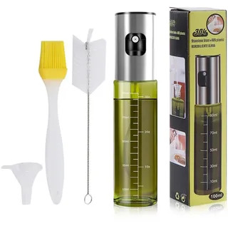 Satiskid Ölsprüher für Kochen, 100ml Öl Sprühflaschenset mit Reinigungsbürste, Ölpinsel und Trichter, Ölspray für Heißluftfritteuse, Grill, Salat, Kochen, Küchen Gadget, Olivenölsprüher