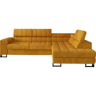 MIRJAN24 Ecksofa Laris, L-Form Polsterecke, Stilvoll Eckcouch mit Bettkasten und Schlaffunktion (Farbe: Wave 05, Seite: Rechts) - Orange