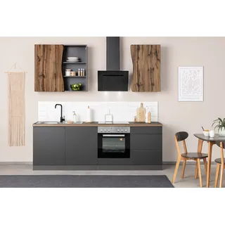 KOCHSTATION Küchenzeile »KS-Bruneck« 240cm breit, wahlweise mit oder ohne E-Geräte, hochwertige MDF-Fronten