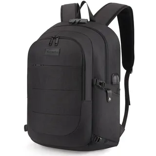 Tzowla Laptop Rucksack Herren und Damen, Reiserucksack Wasserdicht Anti-Diebstahl mit USB-Ladeanschluss und Schloss fur 15,6 Zoll Notebook,Schmaler Business Arbeits Uni Lässiger Tagesrucksack-Schwarz