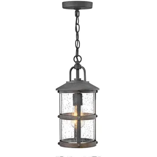 Außenlampe hängend E27 Ø 18,4 cm Alu Glas IP44 Grau Maritim Pendelleuchte Garten