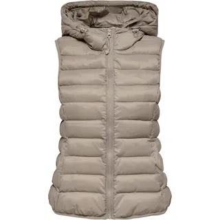 Steppweste ONLY "ONLNEWTAHOE HOOD WAISTCOAT OTW NOOS", Damen, Gr. M, string, Steppware, Obermaterial: 100% Nylon, unifarben, tailliert normal, Westen Steppweste, Kunstfaser, Topseller