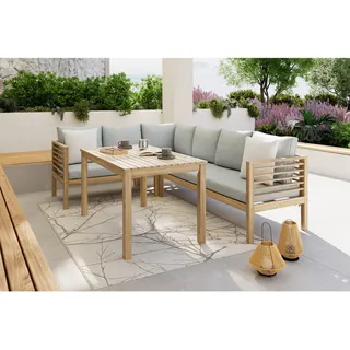 Ambia Garden Dining-Loungeset , Akaziefarben , Holz , Akazie , teilmassiv , Füllung: Polyester,Polyester , 226x173 cm , Gartenmöbel, Gartengarnituren, Gartenmöbel-Sets