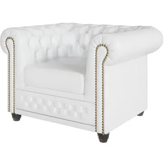 S-Style Möbel Chesterfield-Sessel Morin Weiß vegan Leder , Textil , Echtholz,Birke , Füllung: Silikon,Komfortschaum , 94x72x86 cm , Oeko-Tex®, Hergestellt in Europa , Wohnzimmer, Sessel, Chesterfield-Sessel