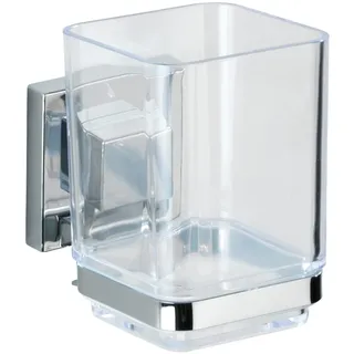 Wenko Zahnputzbecher Quadro Silber/Transparent