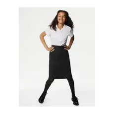 M&S Collection Jupe crayon coupe longue en coton, idéale pour l'école (du 9 au 16ans) - Black, Black - 15-16