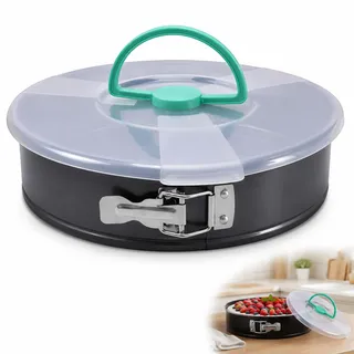 FARYODI Kuchenform Rund, Springform 28 cm rund aus Karbonstahl mit Granitbeschichtung, Backform mit Deckel & Auslaufschutz, Antihaft Kuchenform für Käsekuchen Biskuit Dessert, Ofenfest bis 230°C