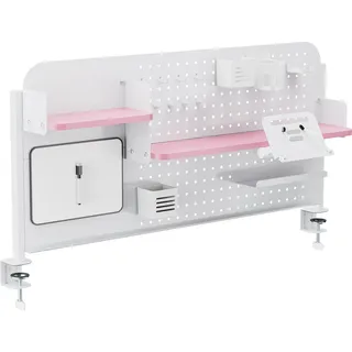 Schreibtisch-Organizer 'Sauda' 114 x 68 cm Stecktafel mit Zubehör Klemmhalterung Stahl Weiß/Rosa