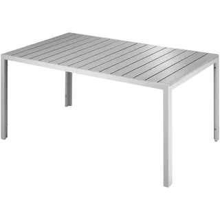 Tectake Gartentisch 150 x 90 x 74,5 cm Silber/Grau
