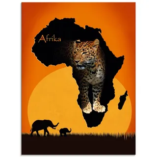 Artland Glasbild »Afrika der schwarze Kontinent«, Wildtiere, (1 St.), in verschiedenen Größen, orange