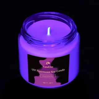 UV-fluoreszierende Sojawachskerzen mit niedriger Temperatur und niedriger Wärme, Wachsspiel für Partys, unparfümiert, 104 °F, 5 oz (violett)