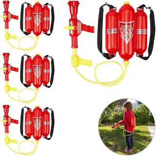 Relaxdays Feuerwehr Wasserspritze, 2,5 l Wassertank, 5 m Reichweite, 2 Sprühfunktionen, Löschrucksack Kinder,