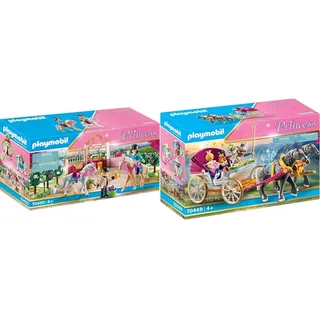 PLAYMOBIL Princess 70450 Reitunterricht im Pferdestall, Ab 4 Jahren & Princess 70449 Romantische Pferdekutsche, Ab 4 Jahren