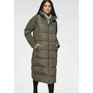 Steppmantel ONLY "ONLIRINA X-LONG 2IN1 PUFFER OTW", Damen, Gr. XS (34), grün (khaki), Web, Obermaterial: 100% Polyester, unifarben, lässig geschnitten kniebedeckend, abnehmbar, Mäntel Steppmantel, auch als Weste tragbar