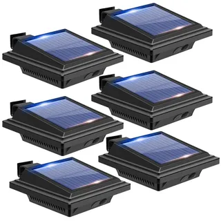 BILLION DUO Dachrinnen Solarleuchten für den Außenbereich, 6er Solarlampen für Außen Garten, Wasserdichte 40 LEDs Zaunbeleuchtung, Schwarz Solar Wandlampe Kaltweißes Solarlicht für Garage, Terrase