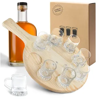 Smart-Planet Schnapsbrett Schnapsgläser 8 Bierkrug-Shots, Männergeschenk | Geschenk Männer, Schnapsrunde, Shotgläser, Holzbrett, Buchenholz, Party, Stammtisch, eldel, Vatertag, Geschenk, Männer