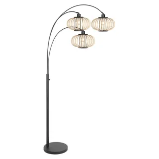 Stehlampe - natürlich schwarz - Sparkled Light - bambus metall - bogenlampe - E27 - 4495ZW - Steinhauer - Schwarz