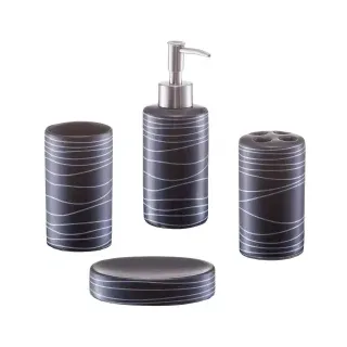 Zeller Bad-Accessoires-Set, 4-tlg., schwarz, Keramik