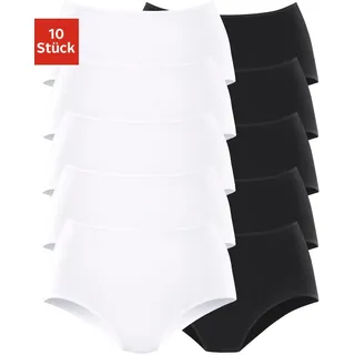 Taillenslip PETITE FLEUR, Damen, Gr. 32/34, schwarz-weiß (weiß, schwarz), Single Jersey, Obermaterial: 95% Baumwolle, 5% Elasthan, unifarben, körpernah, Unterhosen Taillenslip, aus elastischer Baumwolle, Topseller