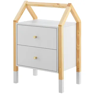 Juskys Nachttisch Enny mit 2 Schubladen Kinder , Weiß , Holz , 30x55x46 cm , Babymöbel & Kindermöbel, Babyzimmer, Babyregale & Kinderregale
