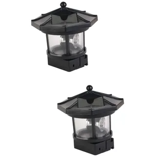 Uonlytech 2 Stücke Garten Leuchtturm Rotierenden Licht Solar Power Landschaft Lampe Dekorative Outdoor Garten Lampe Pfosten