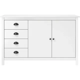 vidaXL Sideboard Hill Weiß 130x40x80 cm Massivholz Kiefer - Weiß