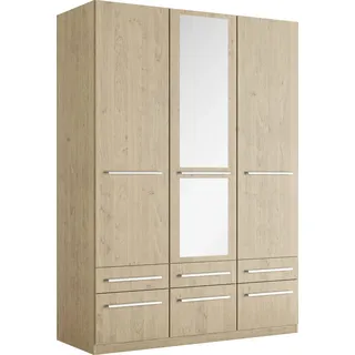 Kleiderschrank PRIESS "Schrank Garderobe Wäscheschrank Barcelona in 5 Breiten", braun (edelbuchefarben), B:140cm H:193cm T:54cm, Holzwerkstoff, Schränke, Kleiderschrank, viel Stauraum, geräumige Schubkästen, mit Spiegel, MADE IN GERMANY